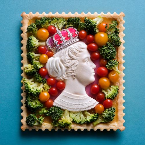 tart in the shape of a stamp